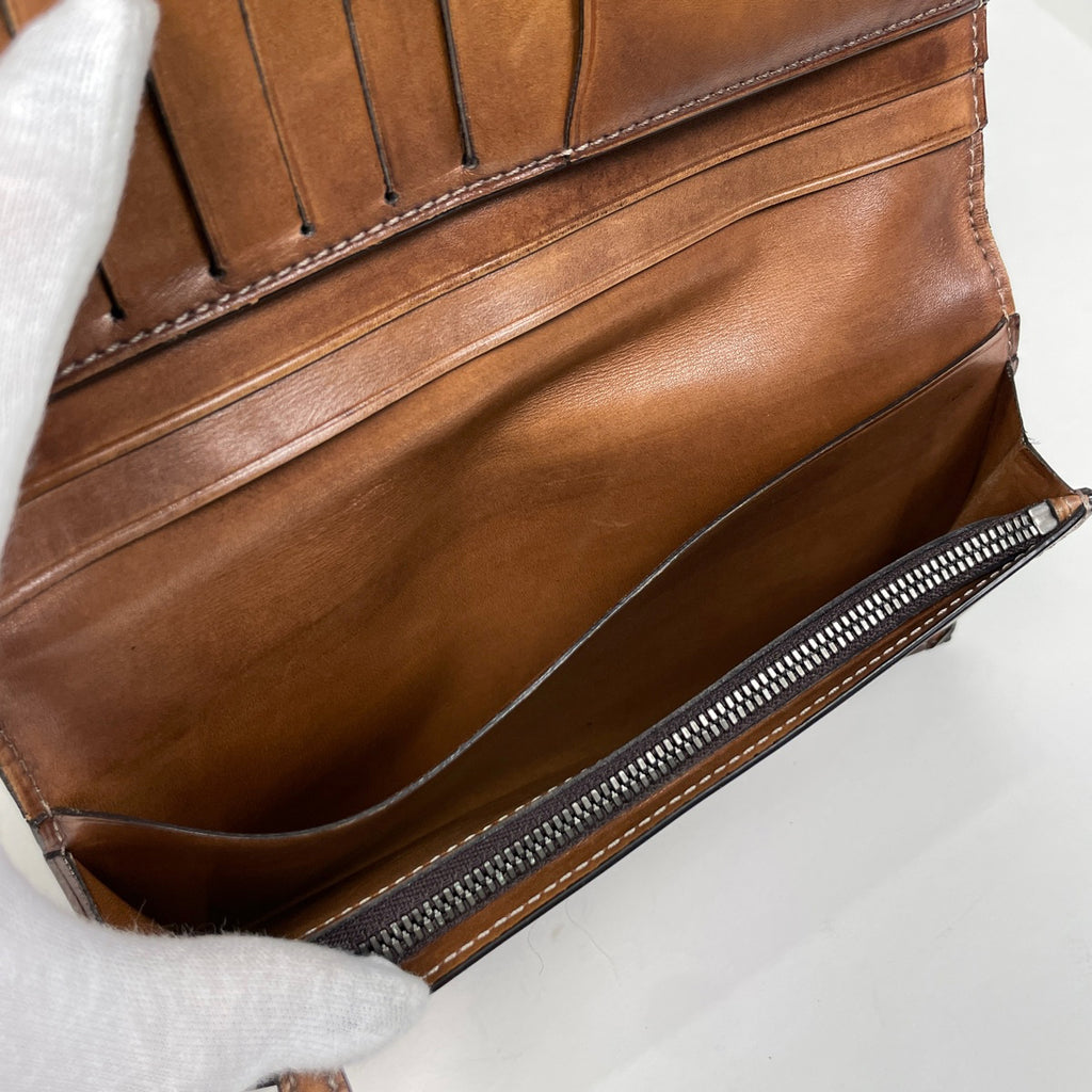 ベルルッティ エベネ 二つ折り長財布 カリグラフィ 長財布 レザー ブラウン メンズ 【中古】brbag