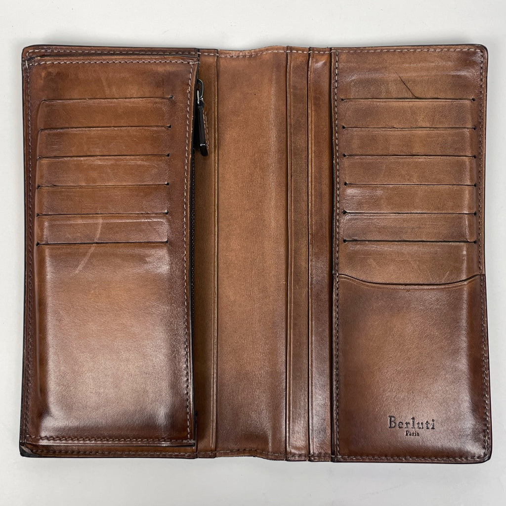 ベルルッティ エベネ 二つ折り長財布 カリグラフィ 長財布 レザー ブラウン メンズ 【中古】brbag
