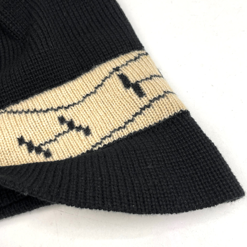 エルメス Hロゴ ニットキャップ マルジェラ期 帽子 ニットキャップ カシミヤ ブラック ベージュ レディース 【中古】brapp