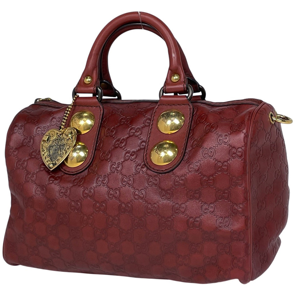 グッチ グッチシマ ハンドバッグ ミニ ボストン ハンドバッグ シマレザー レッド 207297 レディース 【中古】brbag