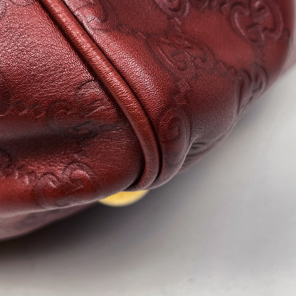 グッチ グッチシマ ハンドバッグ ミニ ボストン ハンドバッグ シマレザー レッド 207297 レディース 【中古】brbag