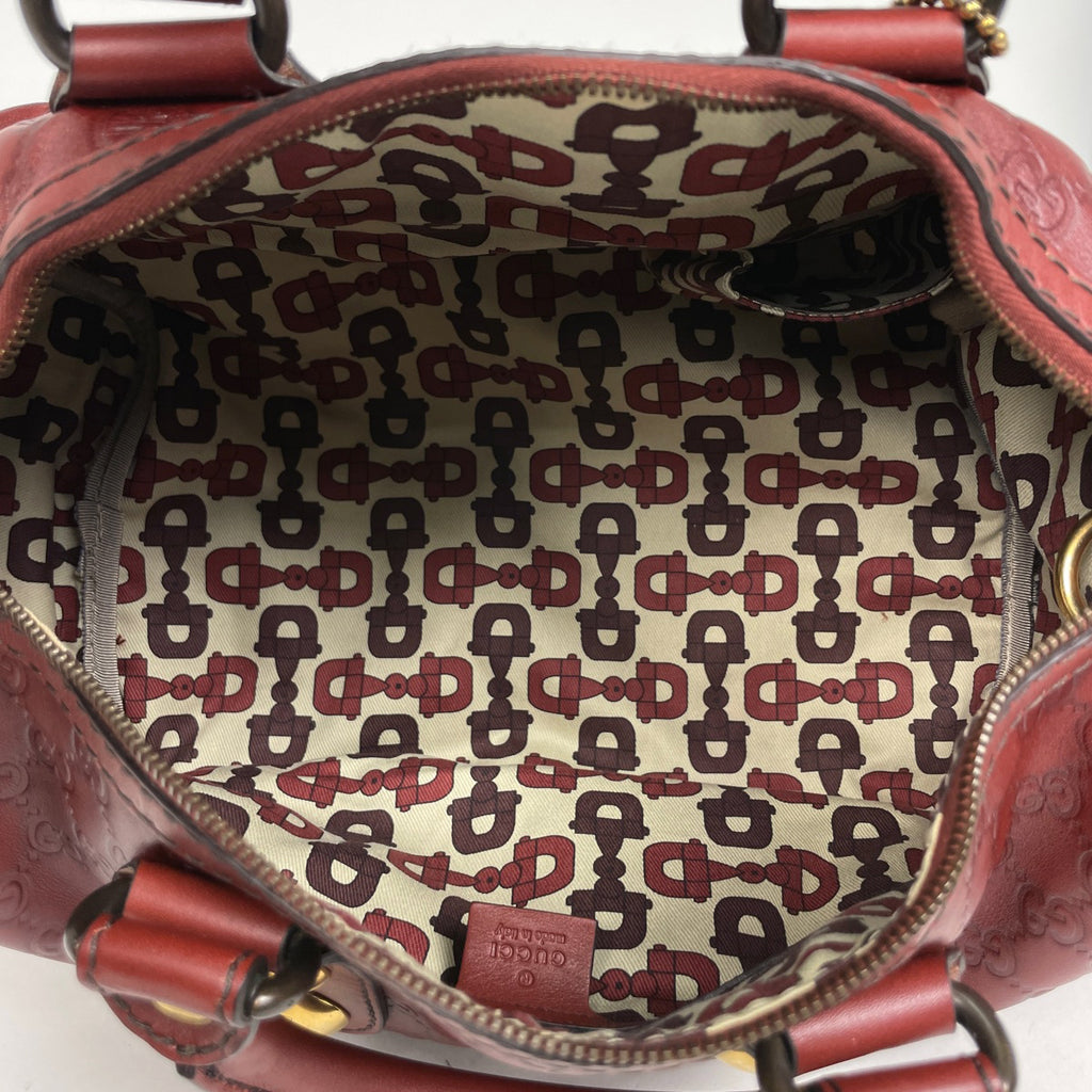 グッチ グッチシマ ハンドバッグ ミニ ボストン ハンドバッグ シマレザー レッド 207297 レディース 【中古】brbag