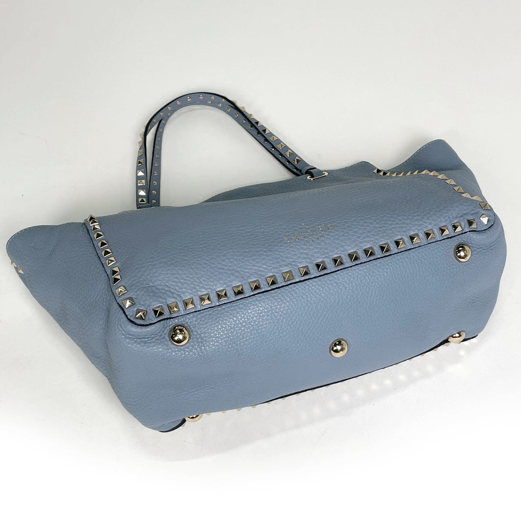 ヴァレンティノ・ガラヴァーニ ロックスタッズ ハンドバッグ 2WAY ショルダーバッグ ハンドバッグ レザー ライトブルー レディース 【中古】brbag