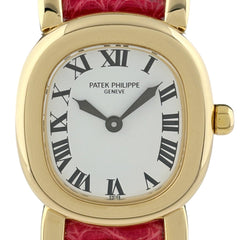 パテックフィリップ ゴールデンエリプス 4830J 腕時計 YG レザー クォーツ ホワイト レディース 時計 【中古】wtcbb