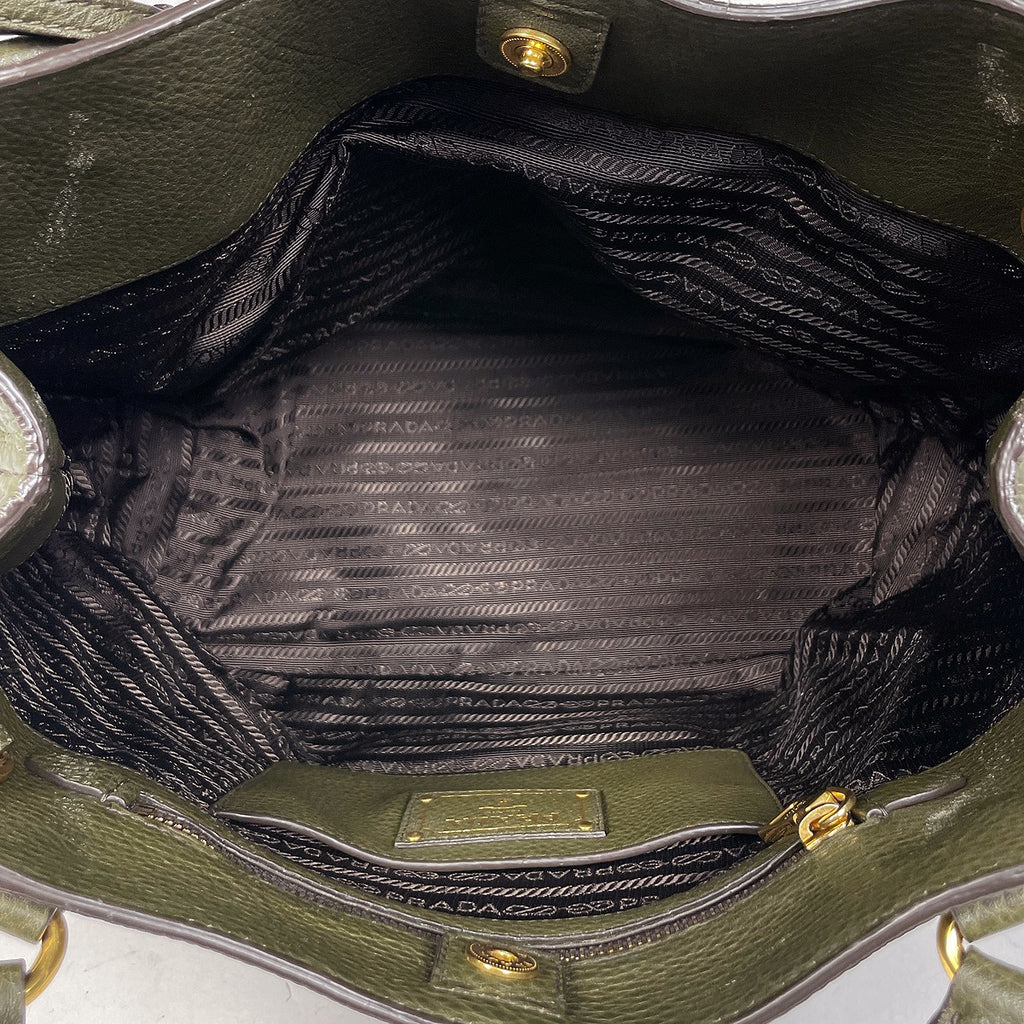 プラダ ロゴ ハンドバッグ カーキ ハンドバッグ レザー グリーン BN2534 レディース 【中古】brbag