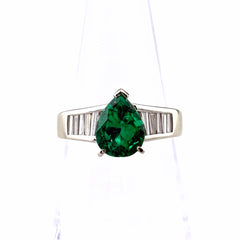 エメラルド デザインリング プラチナ メレダイヤ 指輪 リング 11号 Pt900 エメラルド ダイヤモンド レディース ノンブランドジュエリー 【中古】nbjwl