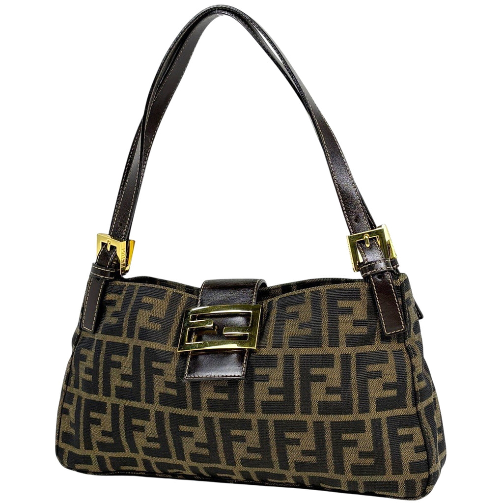 フェンディ ズッカ柄 ショルダーバッグ ハンドバッグ ショルダーバッグ キャンバス ブラウン レディース ブランドバッグ・小物 【中古】brbag