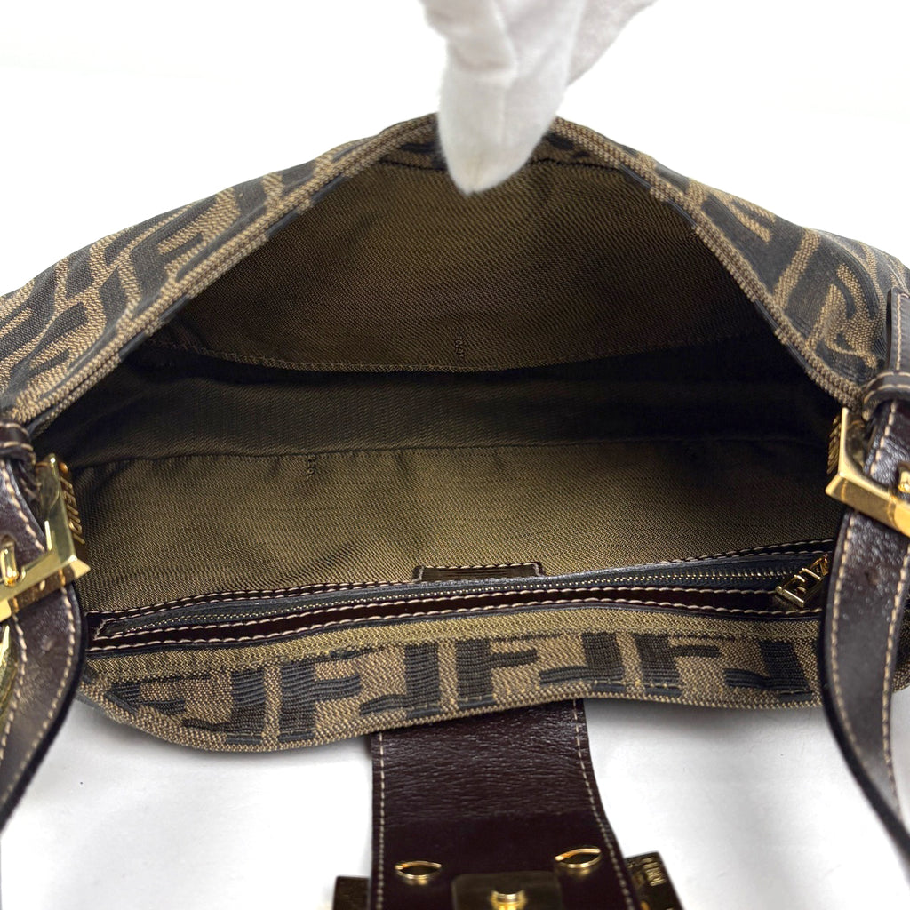 フェンディ ズッカ柄 ショルダーバッグ ハンドバッグ ショルダーバッグ キャンバス ブラウン レディース ブランドバッグ・小物 【中古】brbag