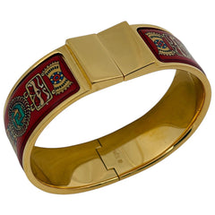 エルメス エマイユ GM ロケ 七宝焼き バングル GP ゴールド レッド レディース 【中古】bracc