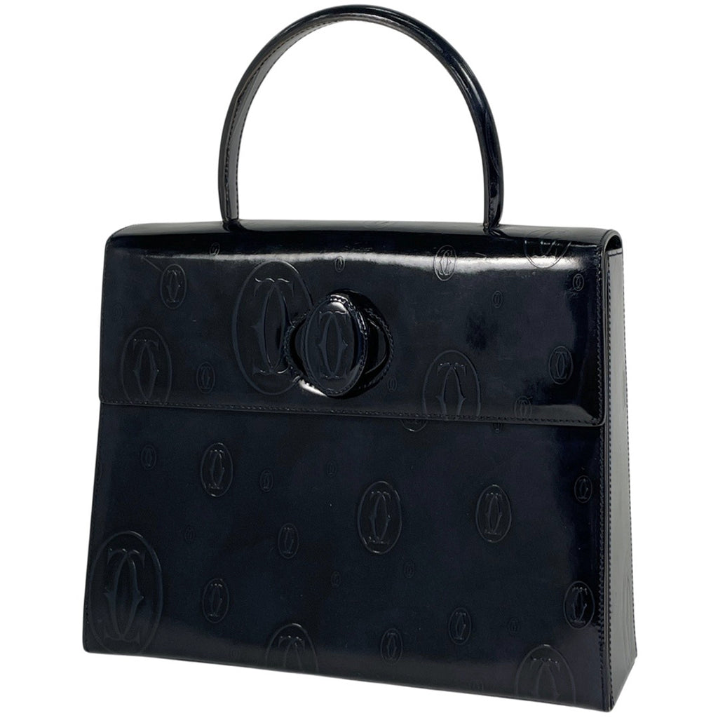 カルティエ ハッピーバースデー ハンドバッグ ターンロック 手提げ ハンドバッグ レザー ネイビー レディース 【中古】brbag