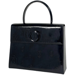 カルティエ ハッピーバースデー ハンドバッグ ターンロック 手提げ ハンドバッグ レザー ネイビー レディース 【中古】brbag