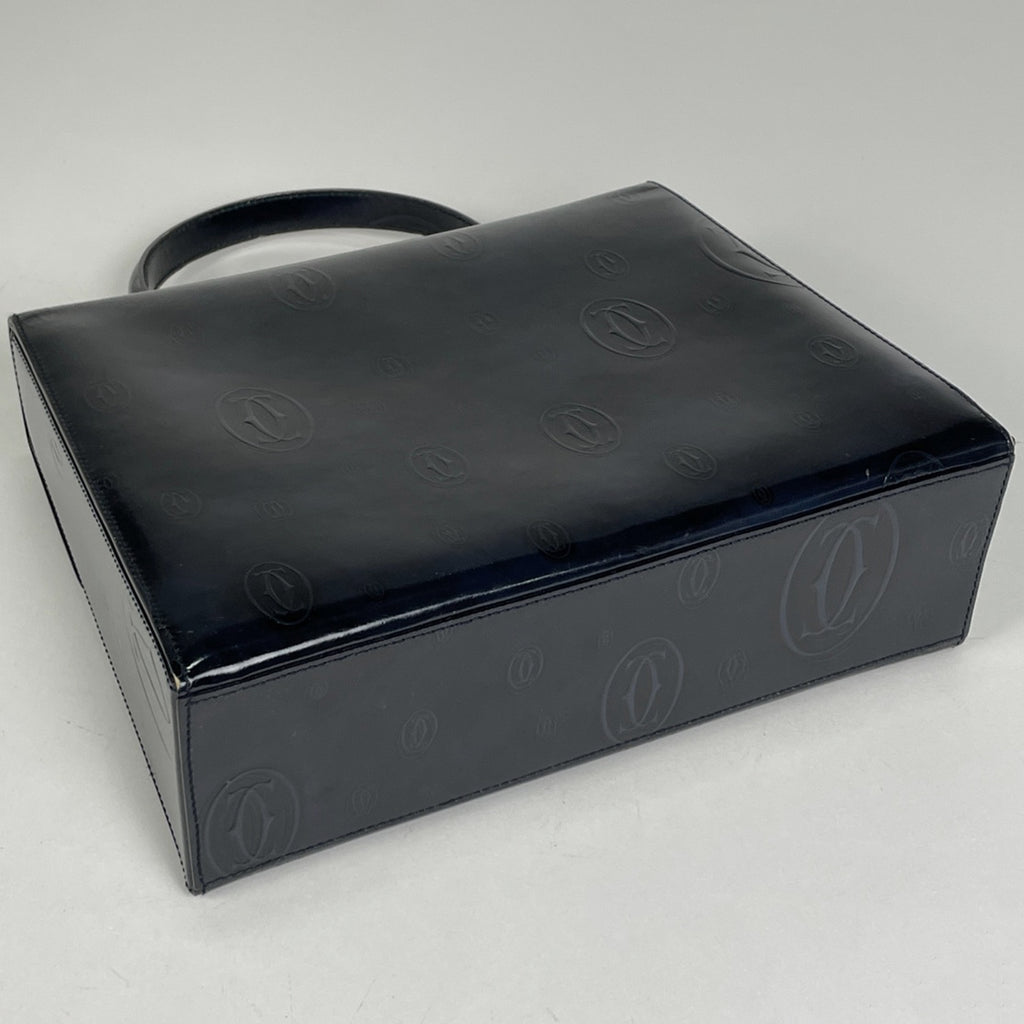 カルティエ ハッピーバースデー ハンドバッグ ターンロック 手提げ ハンドバッグ レザー ネイビー レディース 【中古】brbag