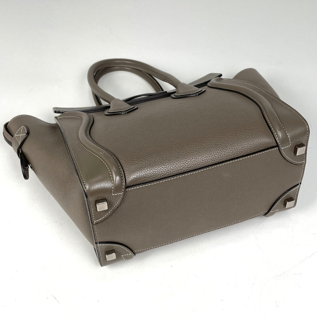 セリーヌ ラゲージ マイクロショッパー トートバッグ ハンドバッグ レザー グレージュ レディース 【中古】brbag