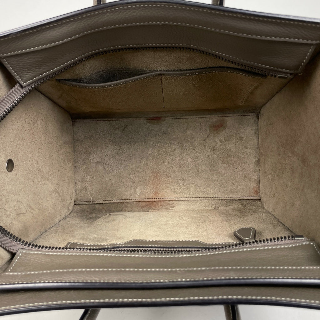 セリーヌ ラゲージ マイクロショッパー トートバッグ ハンドバッグ レザー グレージュ レディース 【中古】brbag