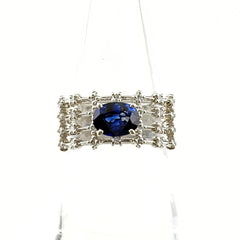 タサキ サファイア デザインリング プラチナ メレダイヤ 指輪 リング 11.5号 Pt900 サファイア ダイヤモンド レディース ブランドジュエリー 【中古】brjwl