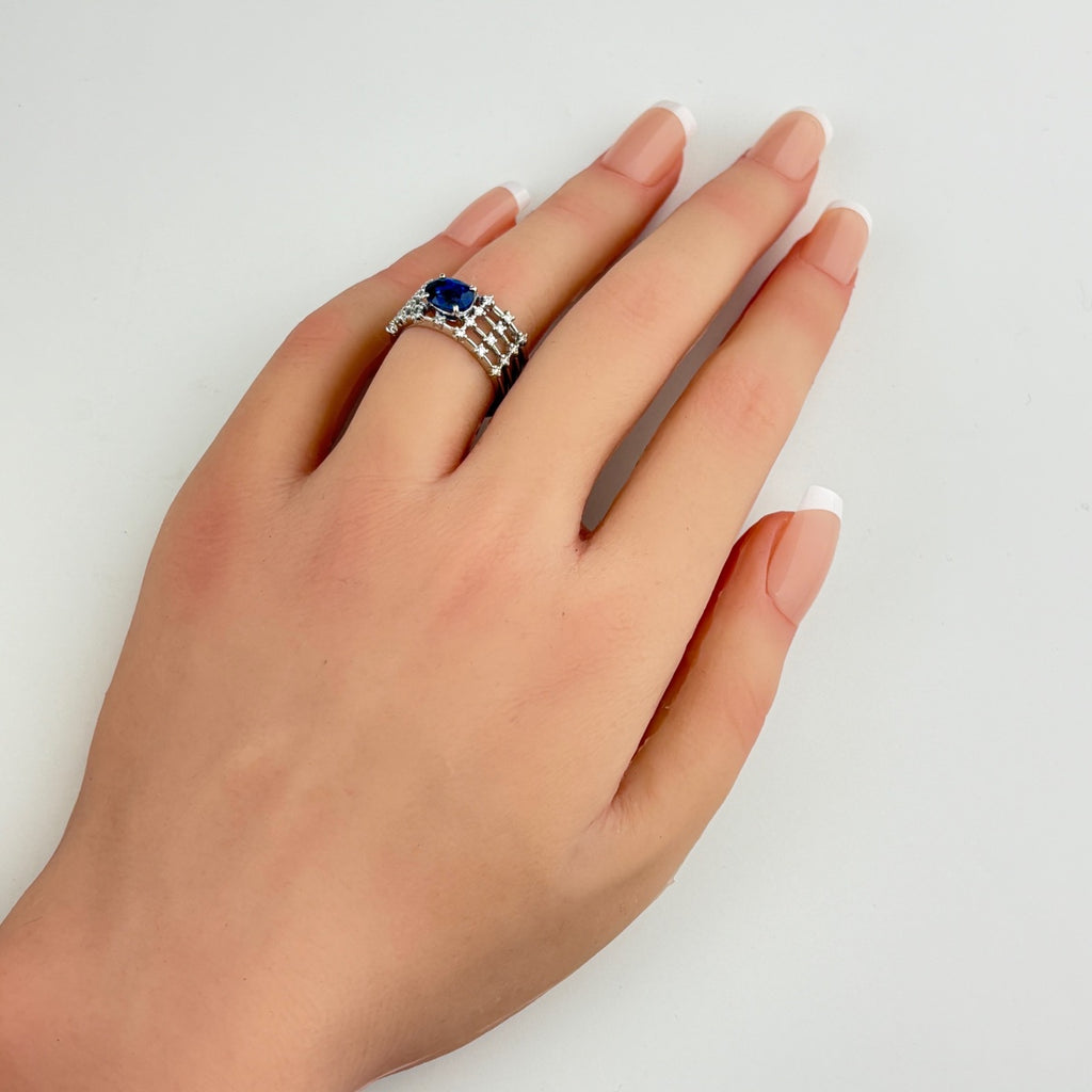 タサキ サファイア デザインリング プラチナ メレダイヤ 指輪 リング