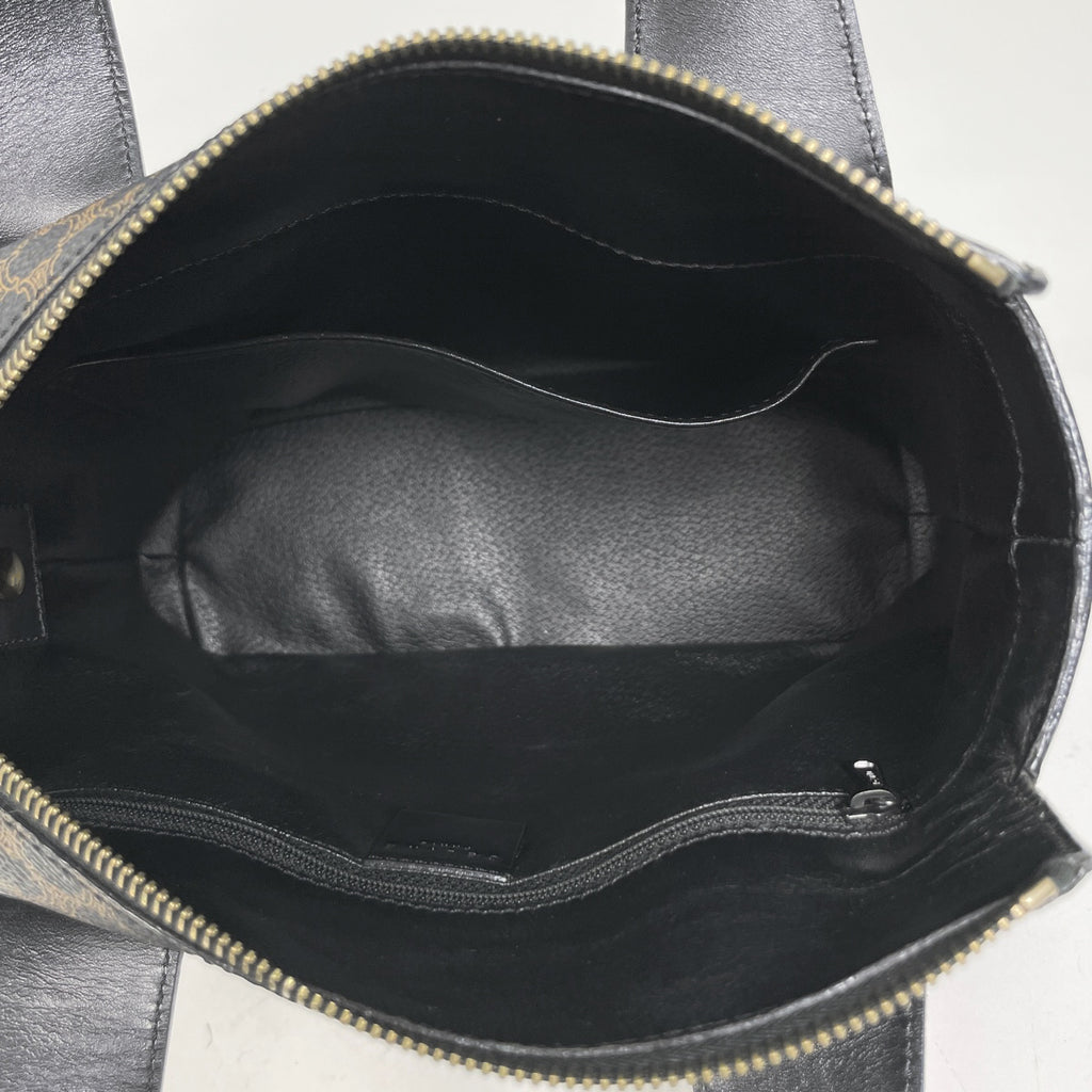 セリーヌ マカダム柄 ハンドバッグ サークルロゴ トートバッグ ハンドバッグ コーティングキャンバス ブラック レディース 【中古】brbag