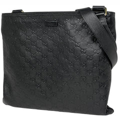 グッチ グッチシマ ショルダーバッグ GG柄 斜め掛け シグネチャー ショルダーバッグ シマレザー ブラック 201446 レディース 【中古】brbag