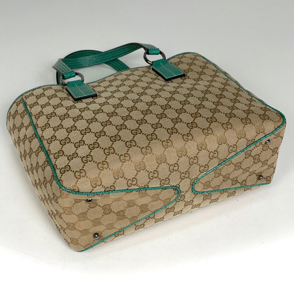 グッチ GG柄 トートバッグ ハンドバッグ トートバッグ GGキャンバス ベージュ グリーン 113017 レディース 【中古】brbag