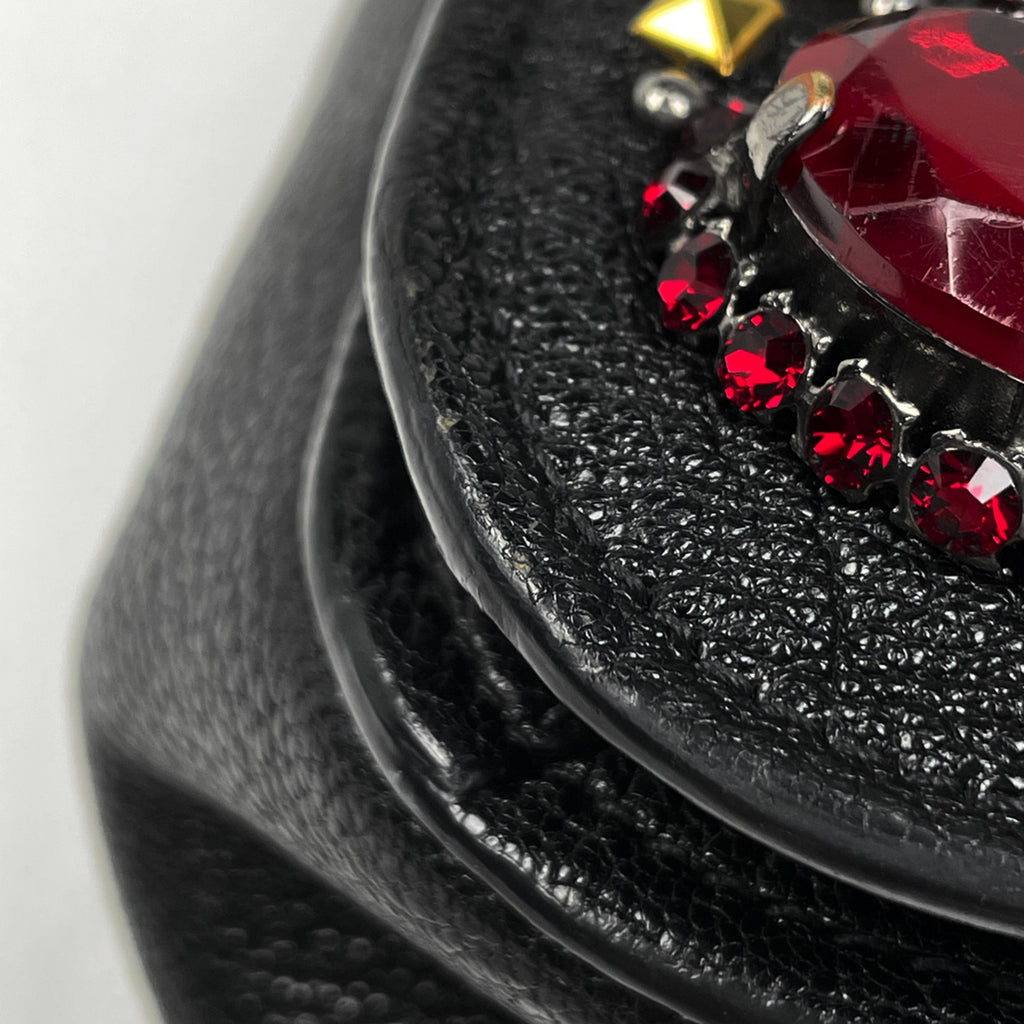 ミュウ ミュウ ロゴ ハンドバッグ スタッズ ラインストーン ハンドバッグ レザー ブラック レディース 【中古】brbag