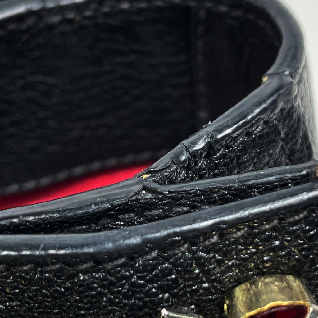 ミュウ ミュウ ロゴ ハンドバッグ スタッズ ラインストーン ハンドバッグ レザー ブラック レディース 【中古】brbag