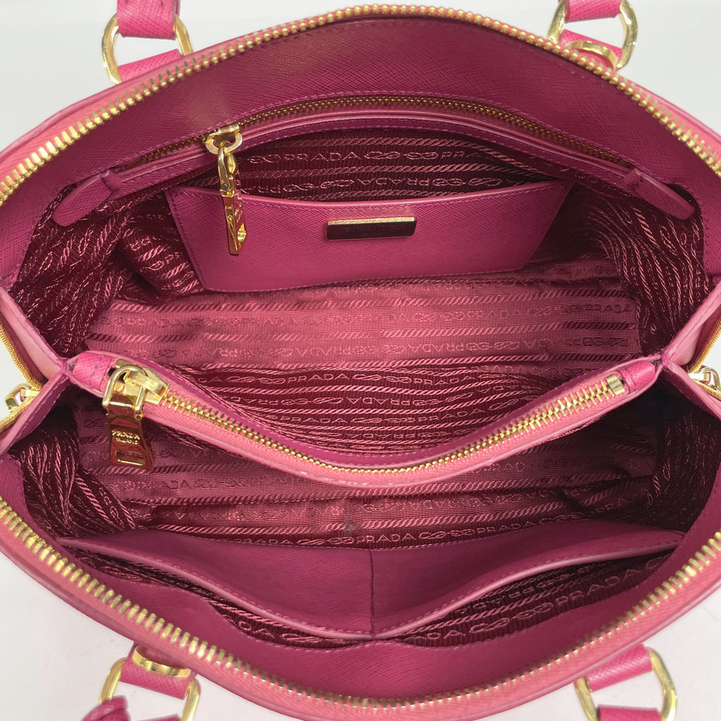 プラダ ロゴプレート ハンドバッグ 2WAY ショルダーバッグ プロムナード ハンドバッグ サフィアーノレザー ピンク BL0837 レディース 【中古】brbag