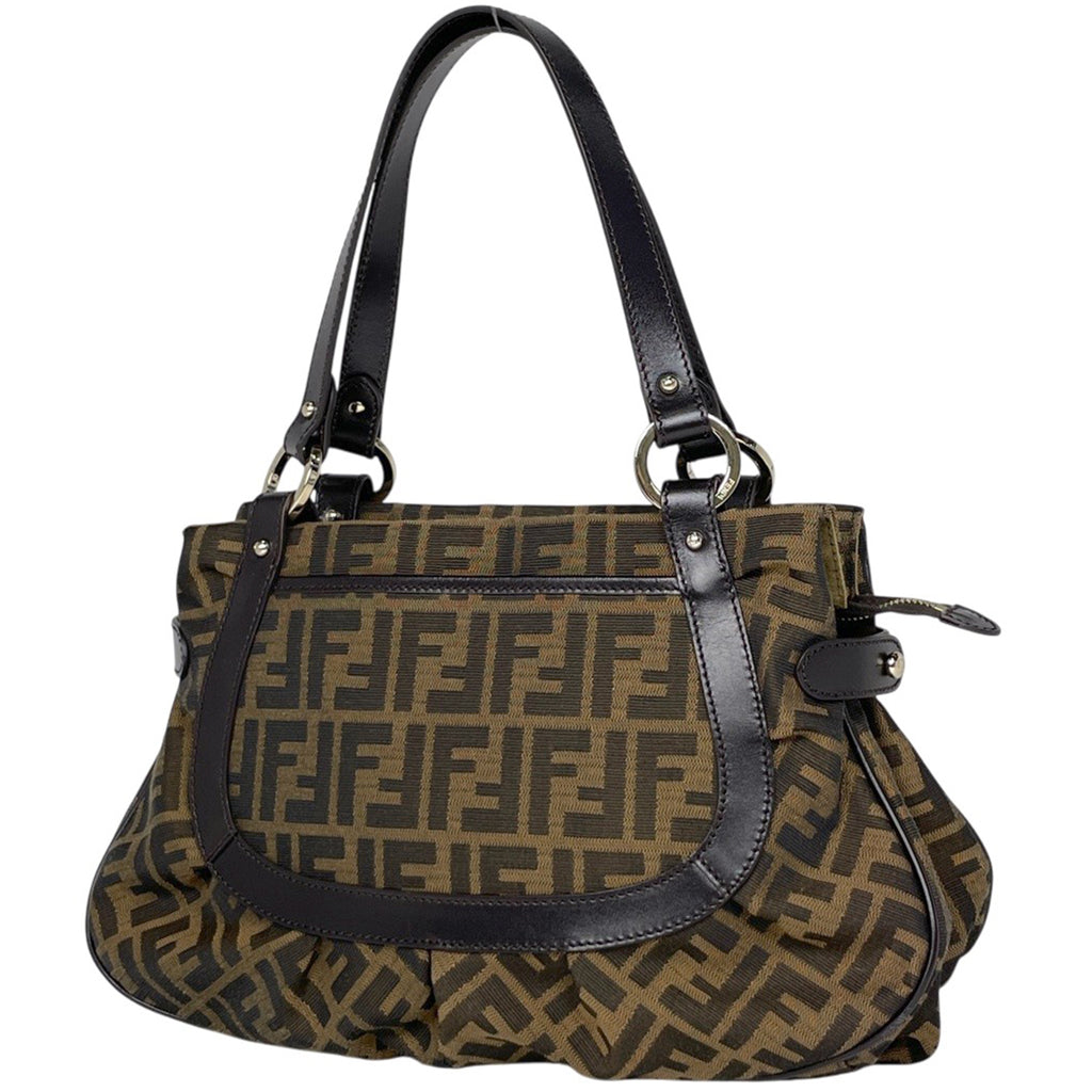 フェンディ ズッカ柄 ハンドバッグ ショルダーバッグ ハンドバッグ キャンバス ブラウン 8BR628 レディース 【中古】brbag