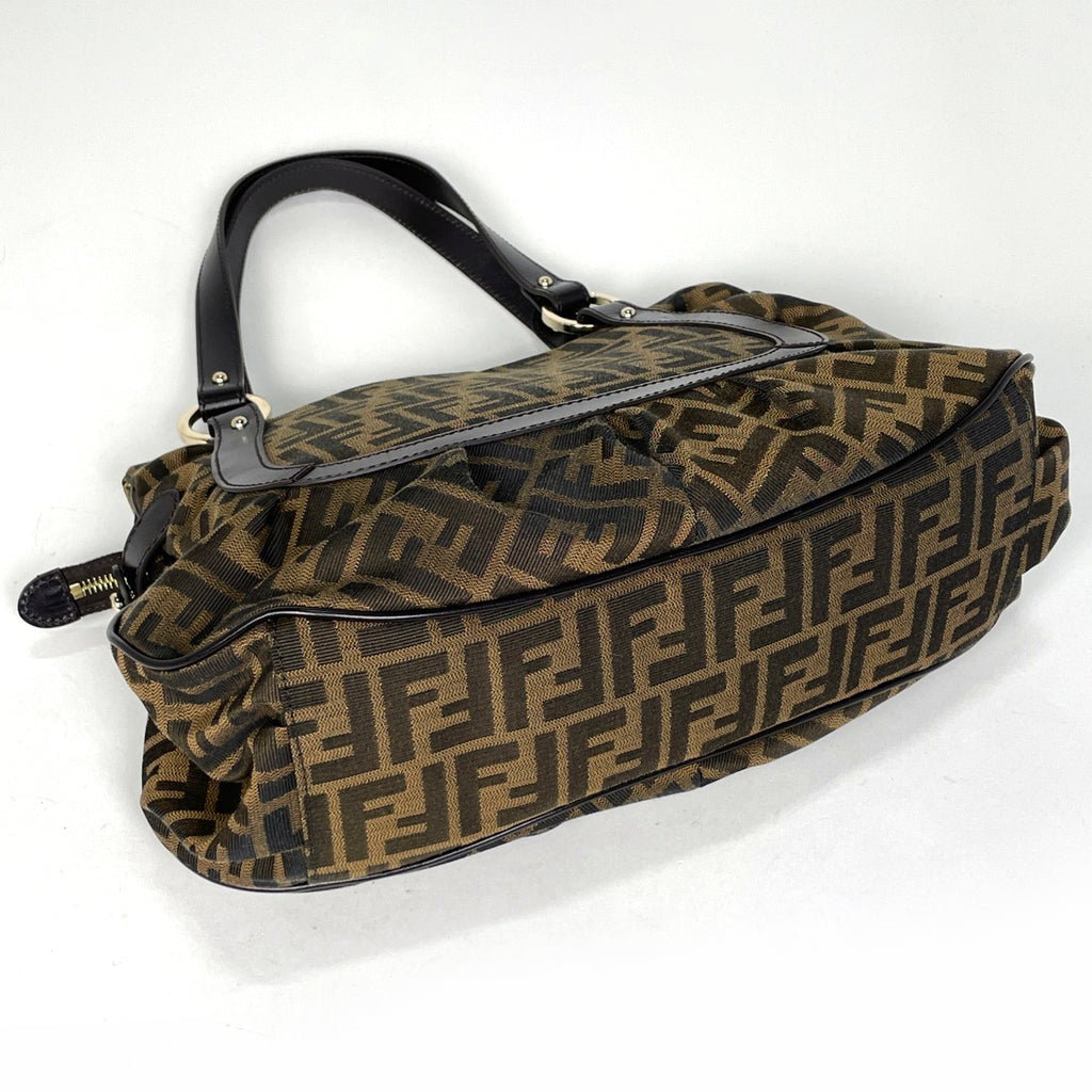 フェンディ ズッカ柄 ハンドバッグ ショルダーバッグ ハンドバッグ キャンバス ブラウン 8BR628 レディース 【中古】brbag