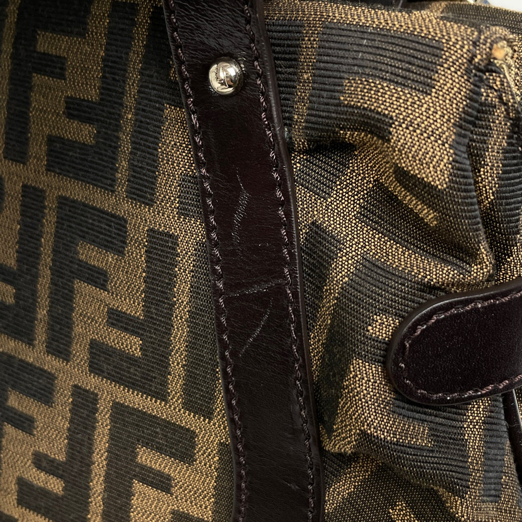 フェンディ ズッカ柄 ハンドバッグ ショルダーバッグ ハンドバッグ キャンバス ブラウン 8BR628 レディース 【中古】brbag