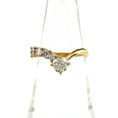 メレダイヤ デザインリング YG イエローゴールド 指輪 リング 12号 K18 ダイヤモンド レディース ノンブランドジュエリー 【中古】nbjwl