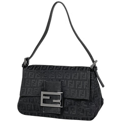 フェンディ ズッキーノ柄 ハンドバッグ ショルダーバッグ ミニ マンマバケット ハンドバッグ キャンバス ブラック 8BR180 レディースbrbag brbag 【中古】