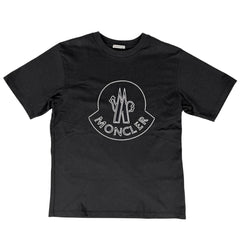 モンクレール ロゴ 半袖 Tシャツ クルーネック トップス 半袖Ｔシャツ 綿 ブラック メンズ 【中古】brapp