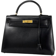 エルメス ケリー32cm ハンドバッグ ボックスカーフ ブラック A刻印 レディース ブランドバッグ・小物 【中古】brbag