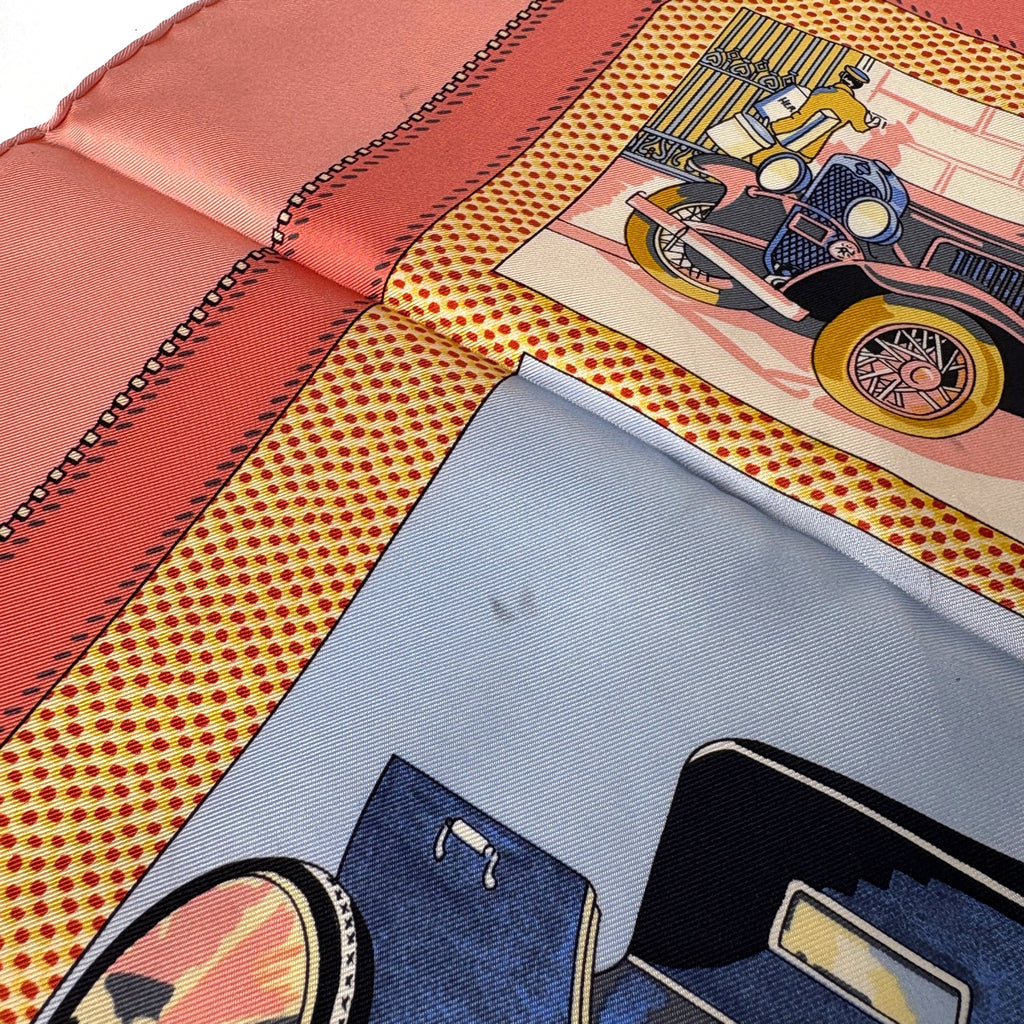 エルメス カレ 90 L Elegance et le Confort en Automobile 自動車の快適 スカーフ シルク ピンク マルチカラー レディース 【中古】brbag