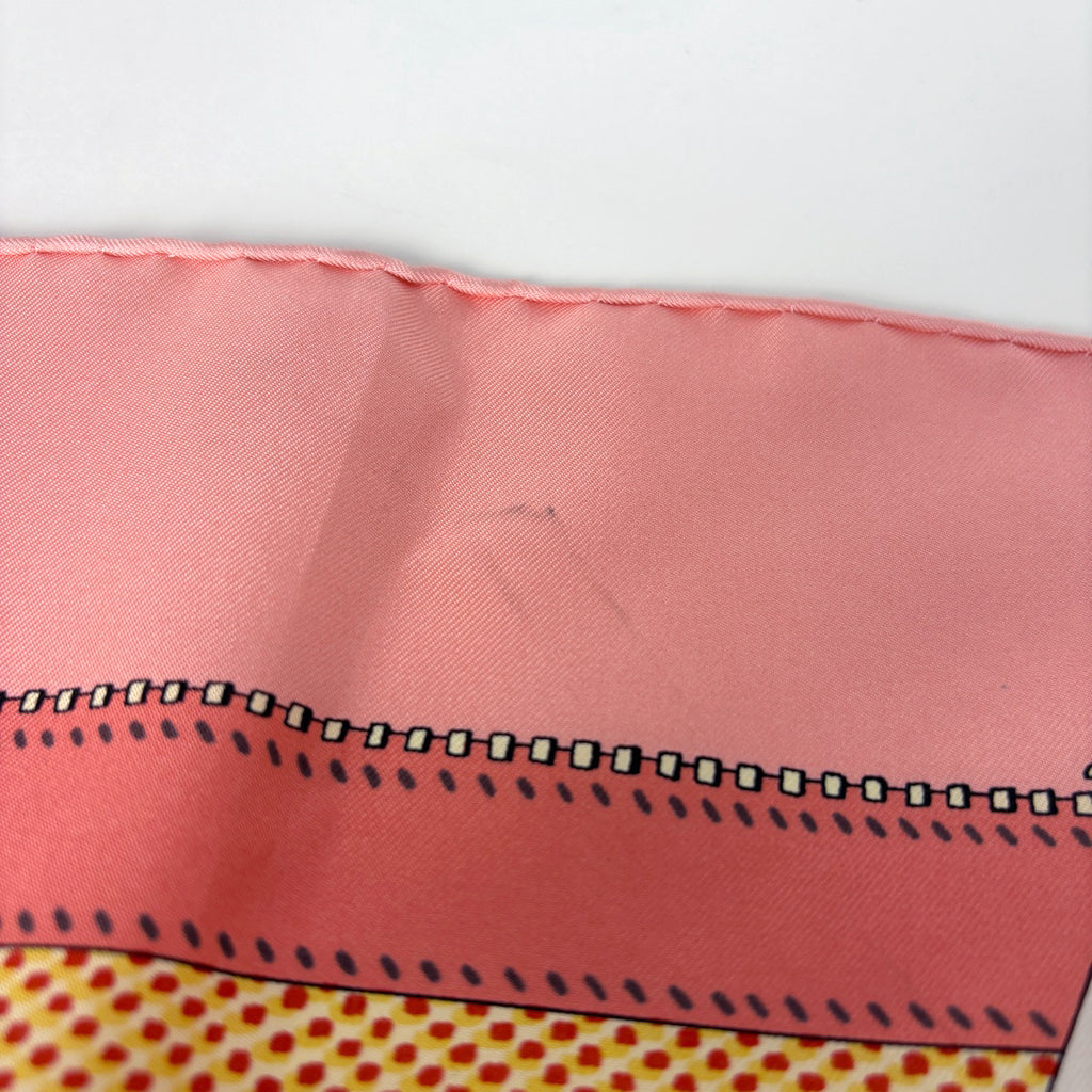 エルメス カレ 90 L Elegance et le Confort en Automobile 自動車の快適 スカーフ シルク ピンク マルチカラー レディース 【中古】brbag