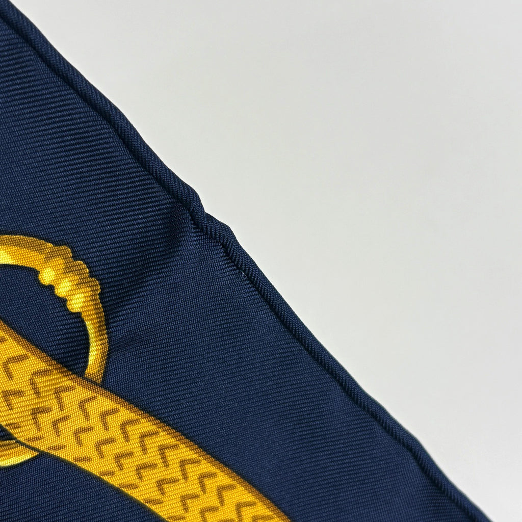 エルメス カレ 90 Soleil de Soie シルクの太陽 スカーフ シルク ネイビー レッド マルチカラー レディース 【中古】brbag