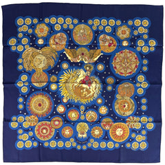 エルメス カレ 90 LE ROY SOLEIL 太陽王 スカーフ シルク ネイビー マルチカラー レディース 【中古】brbag