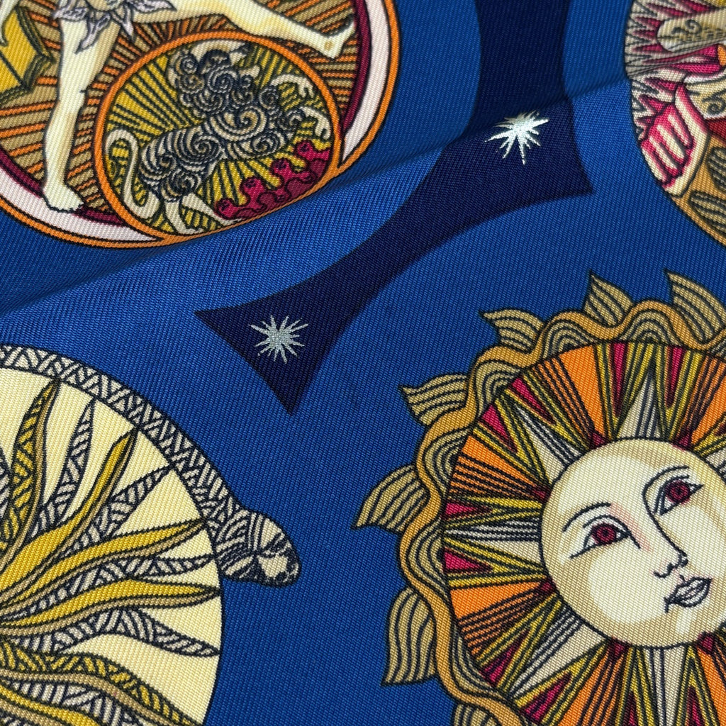 エルメス カレ 90 LE ROY SOLEIL 太陽王 スカーフ シルク ネイビー マルチカラー レディース 【中古】brbag