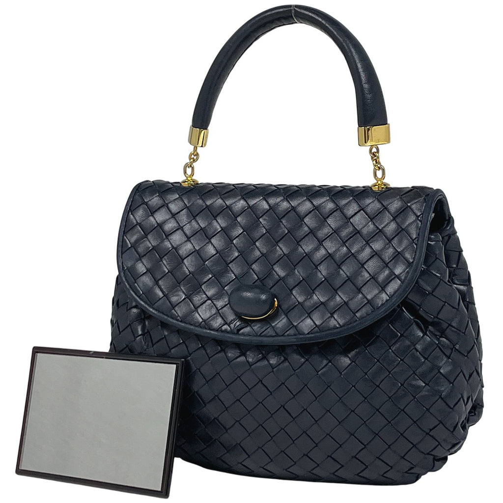 ボッテガヴェネタ イントレチャート ハンドバッグ 手提げ ナッパ ハンドバッグ レザー ネイビー レディース 【中古】brbag