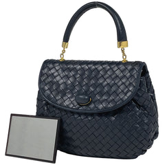 ボッテガヴェネタ イントレチャート ハンドバッグ 手提げ ナッパ ハンドバッグ レザー ネイビー レディース 【中古】brbag