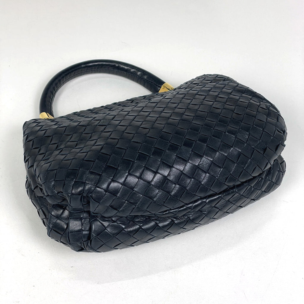 ボッテガヴェネタ イントレチャート ハンドバッグ 手提げ ナッパ ハンドバッグ レザー ネイビー レディース 【中古】brbag