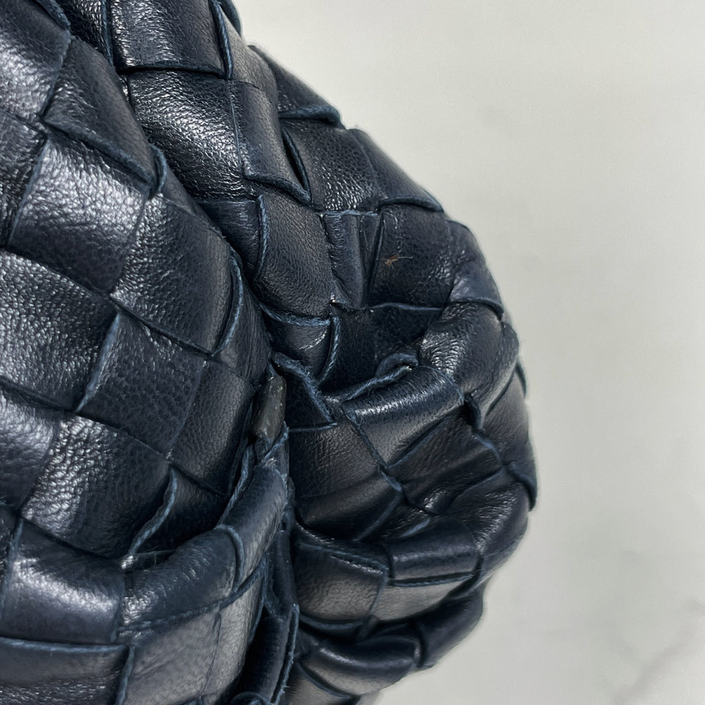 ボッテガヴェネタ イントレチャート ハンドバッグ 手提げ ナッパ ハンドバッグ レザー ネイビー レディース 【中古】brbag