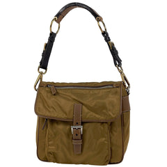 プラダ ロゴプレート ショルダーバッグ 肩掛け ワンショルダー ショルダーバッグ ナイロン ブラウン BR2155 レディース 【中古】brbag