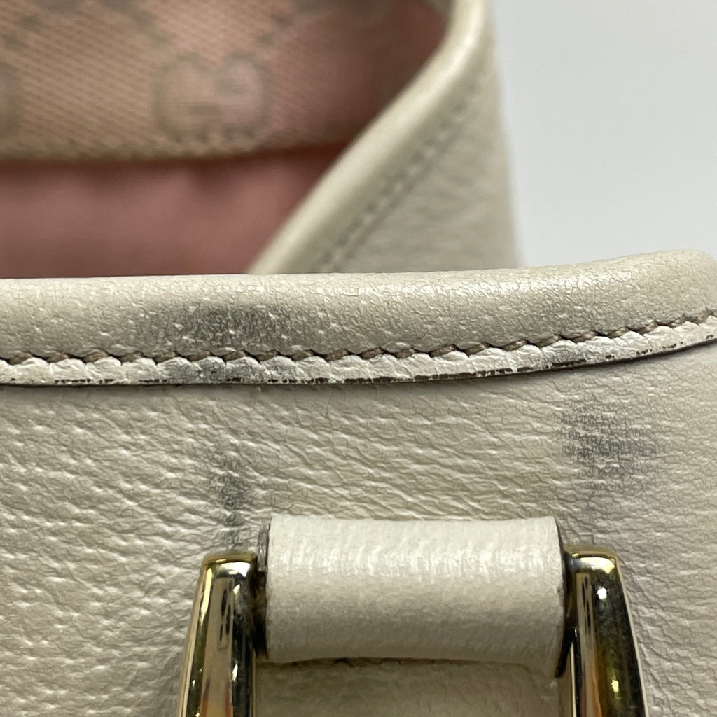 グッチ ロゴ トートバッグ ハンドバッグ アビー GG柄 トートバッグ レザー ホワイト 154373 レディース 【中古】brbag