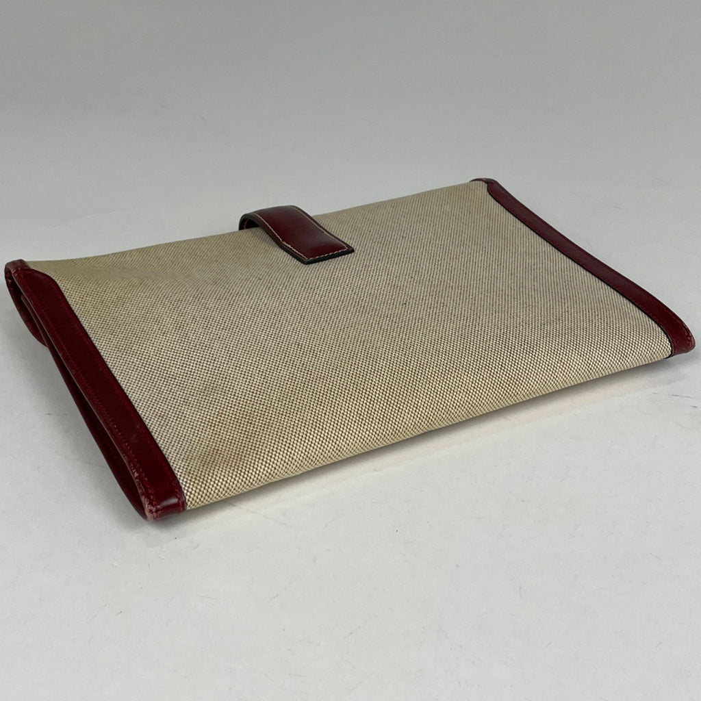 エルメス ジジェ PM Hロゴ ポーチ クラッチバッグ トワルアッシュ ルージュアッシュ ナチュラル 〇N レディース 【中古】brbag