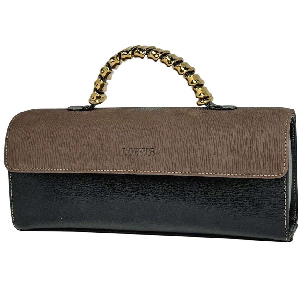 ロエベ ベラスケス ハンドバッグ ロゴ ハンドバッグ レザー ブラック ブラウン レディース 【中古】brbag