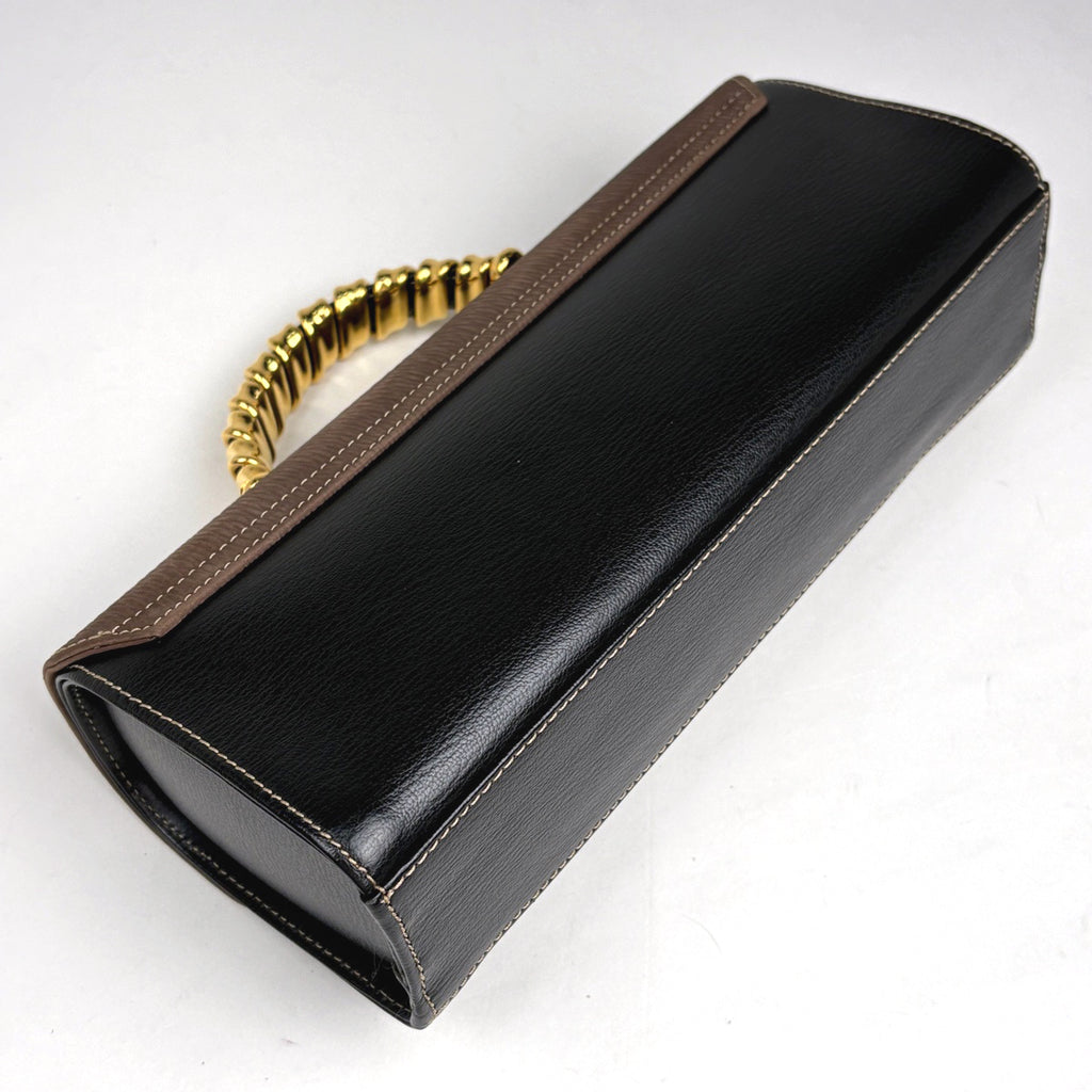 ロエベ ベラスケス ハンドバッグ ロゴ ハンドバッグ レザー ブラック ブラウン レディース 【中古】brbag