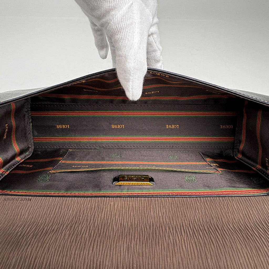 ロエベ ベラスケス ハンドバッグ ロゴ ハンドバッグ レザー ブラック ブラウン レディース 【中古】brbag