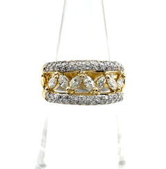 メレダイヤ デザインリング YG イエローゴールド 指輪 リング 12号 K18 ダイヤモンド レディース ノンブランドジュエリー 【中古】nbjwl