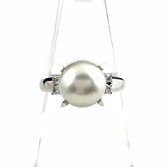 タサキ パール デザインリング プラチナ メレダイヤ 指輪 真珠 リング 12.5号 Pt900 パール ダイヤモンド レディース ブランドジュエリー 【中古】brjwl